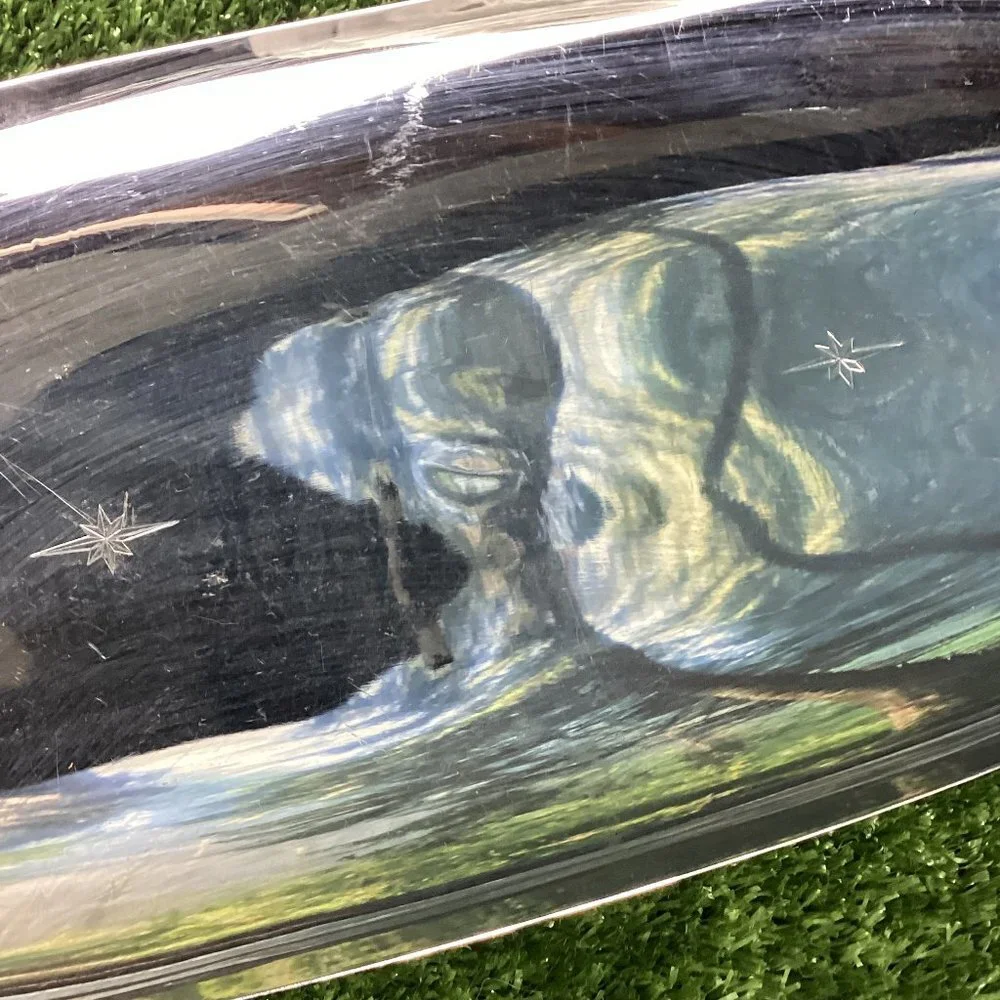 Vintage MCM Silver Starburst Bowl Serving Tray